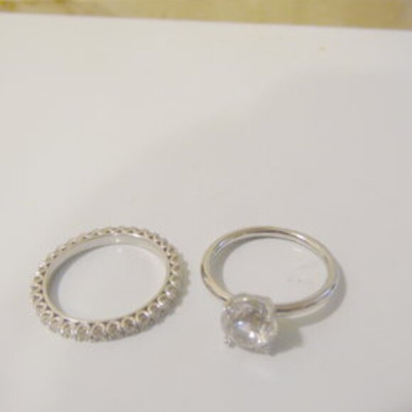 Radiance by Absolute Simulated Diamond Solataire Ring & Eternity Band - Picture 3 of 5